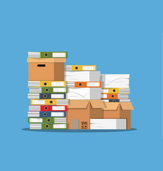 Pile of paper documents and file folders Vector Image