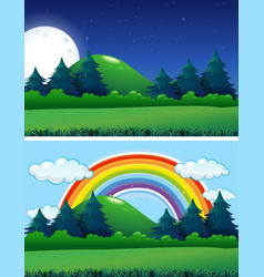 Four nature scenes day and night Royalty Free Vector Image