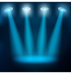 Dark stage background with blue rays of spotlight Vector Image