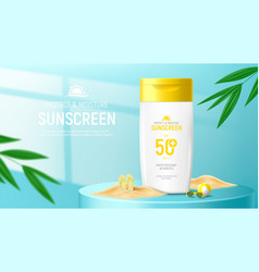 Template of sunscreen ad banner Royalty Free Vector Image