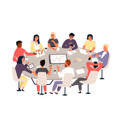 Meeting in office people on round table Royalty Free Vector