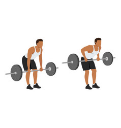Bent over two armed water bottle rows exercise Vector Image