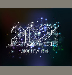 Happy New Years 2021 Polygonal Line Light Vector Image