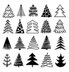 Vintage engraving forest doodle sketch fir-trees Vector Image