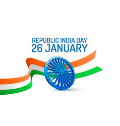 Happy indian republic day celebration 3d ashoka Vector Image