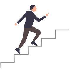 Businessman with case walk up stairs icon Vector Image