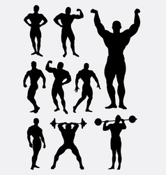 Body builder male and female sport silhouette Vector Image