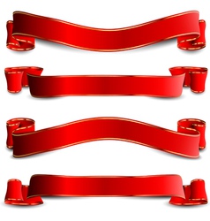 Three red ribbons with gold stripes Royalty Free Vector