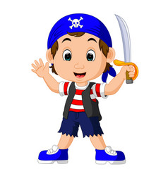 Cartoon pirate holding a sword Royalty Free Vector Image