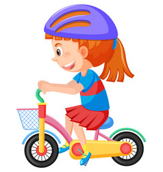 Boy on bike wearing blue helmet Royalty Free Vector Image