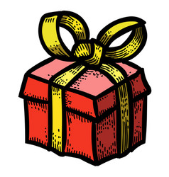 Cartoon image of gift box icon present symbol Vector Image