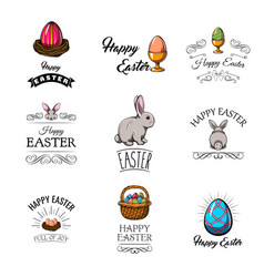 Happy easter set Royalty Free Vector Image - VectorStock