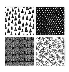 Set of hand drawn seamless pattern made Royalty Free Vector