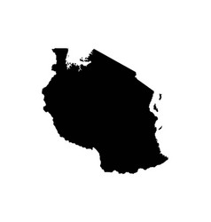 Black silhouette country borders map of tanzania Vector Image