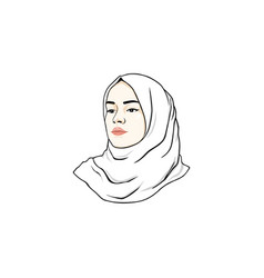 Beautiful Stylish Hijab Girl Logo Line Art Icon Vector Image