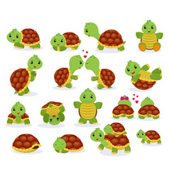 Turtle Cartoon Seaturtle Character Swimming Vector Image