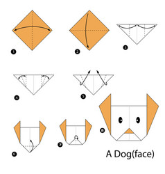 Step instructions how to make origami a lion Vector Image