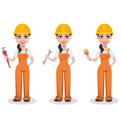 Builder Man And Woman In Uniform Royalty Free Vector Image