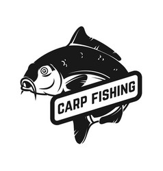 Troutfishing emblem template with fisherman Vector Image