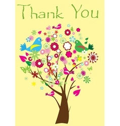 Fall tree thank you card Royalty Free Vector Image