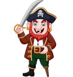 Cartoon pirate holding a sword Royalty Free Vector Image