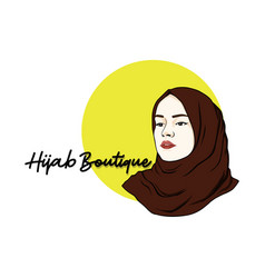 Beautiful stylish hijab girl logo line art icon Vector Image