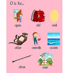 Many words begin with letter o Royalty Free Vector Image