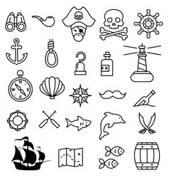 Pirate Supplies Silhouettes and Icons Royalty Free Vector