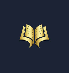 Gold book education college logo Royalty Free Vector Image