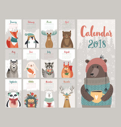 Monthly Kids Calendar 2018 With Funny Dogs Vector Image