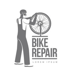 Bicycle repair workshop logo template Royalty Free Vector