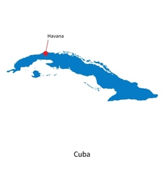 detailed map of cuba and capital city havana vector