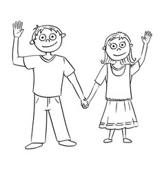 Boy Girl Holding Hands Drawing Vector Images Over 1 100