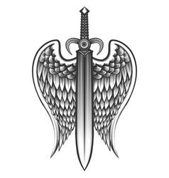 Winged sword tattoo in tribal style Royalty Free Vector