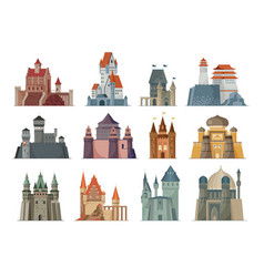 Medieval royal castle isometric set Royalty Free Vector