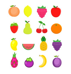 Cartoon set of different fruits smiling peach Vector Image