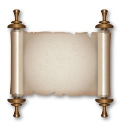 Vertical old scroll paper on wooden background Vector Image