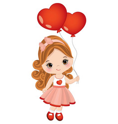 Cute little girl holding heart shape air balloons Vector Image