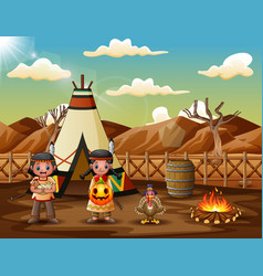 Cartoon children native indian american Royalty Free Vector