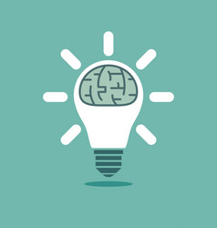 Light bulb with a brain inside Royalty Free Vector Image