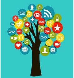 Social media networks pencil tree Royalty Free Vector Image