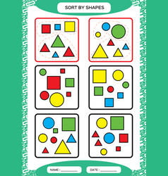 Sort by color sorting game group by color- green Vector Image