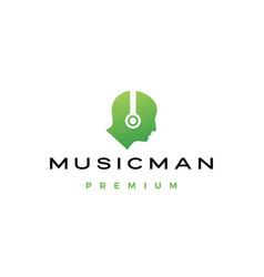 Music man human head with headphone logo icon Vector Image