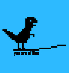 Premium Vector  Pixel art dinosaur describing offline error vector  isolated on white background