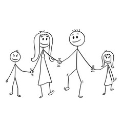 Cartoon big family man and woman and two boys Vector Image