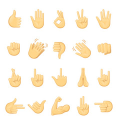 Set hand emoticon with line Royalty Free Vector Image