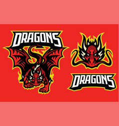 Dragon head mascot in shield Royalty Free Vector Image