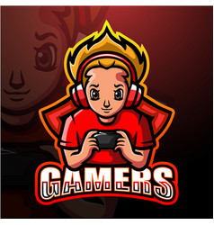 Gamer boy mascot esport logo design Royalty Free Vector