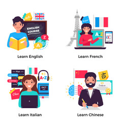 Learning foreign language set concept Royalty Free Vector