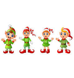 Set of cartoon christmas elves isolated white back